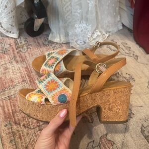 Colorful Floral Embroidered Platform Sandals